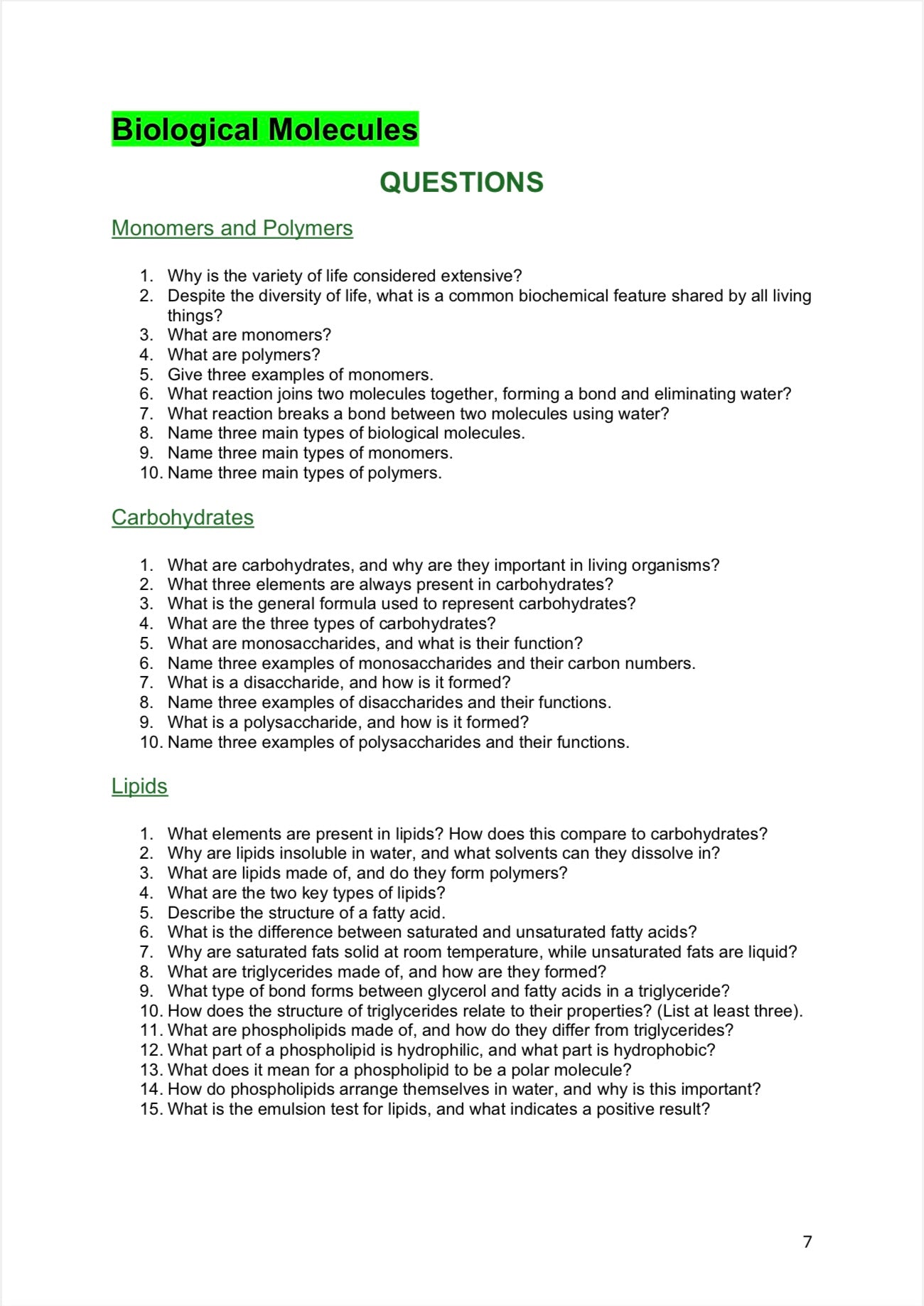 AQA A level Biology