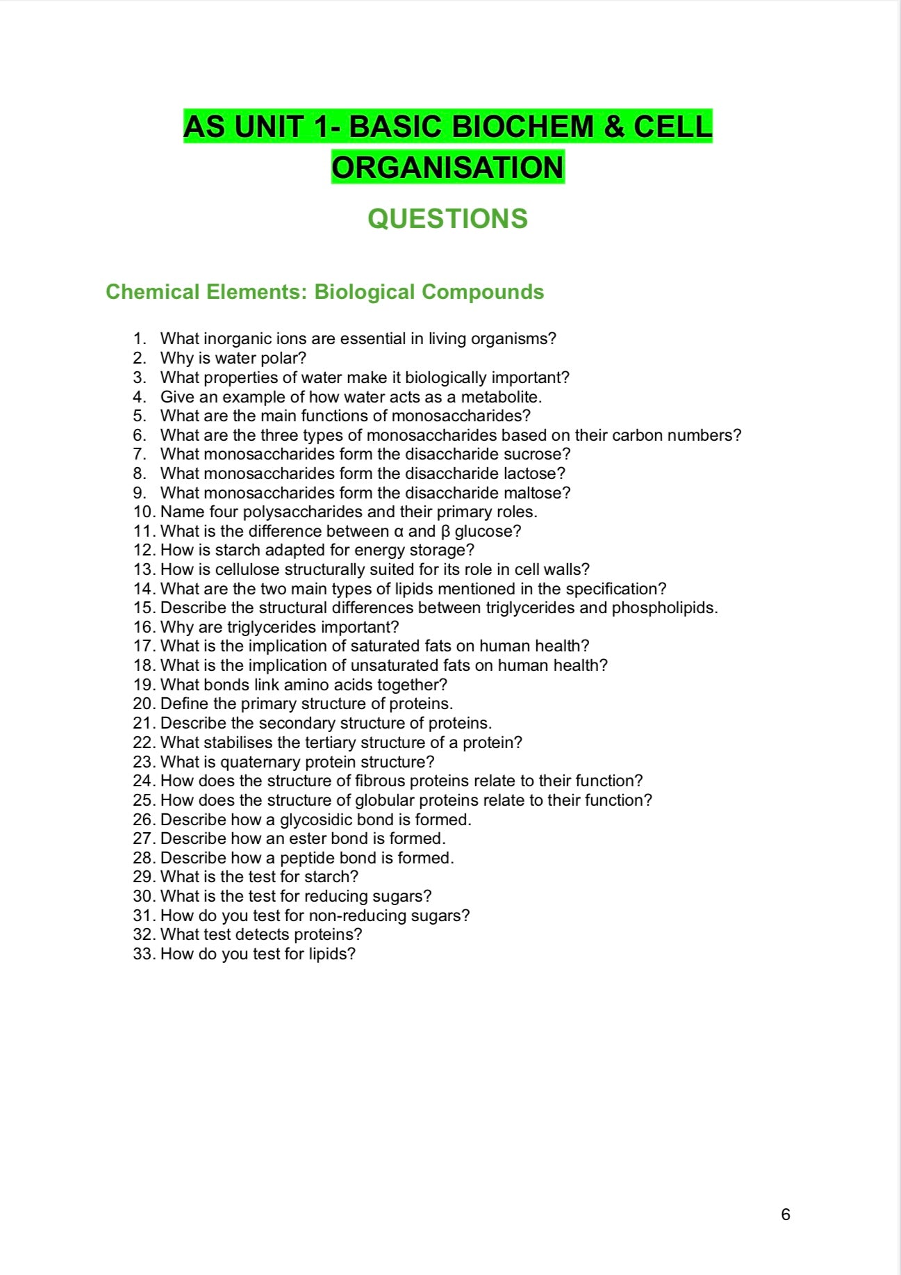 WJEC A level Biology