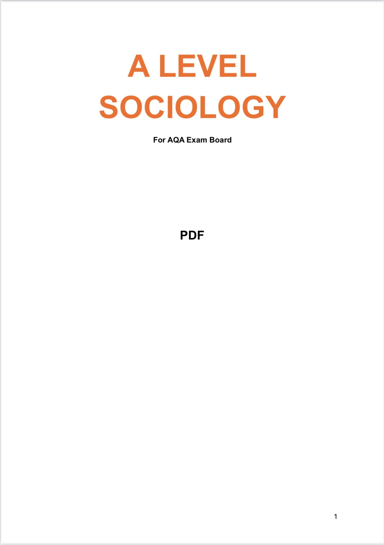 A level Sociology- AQA