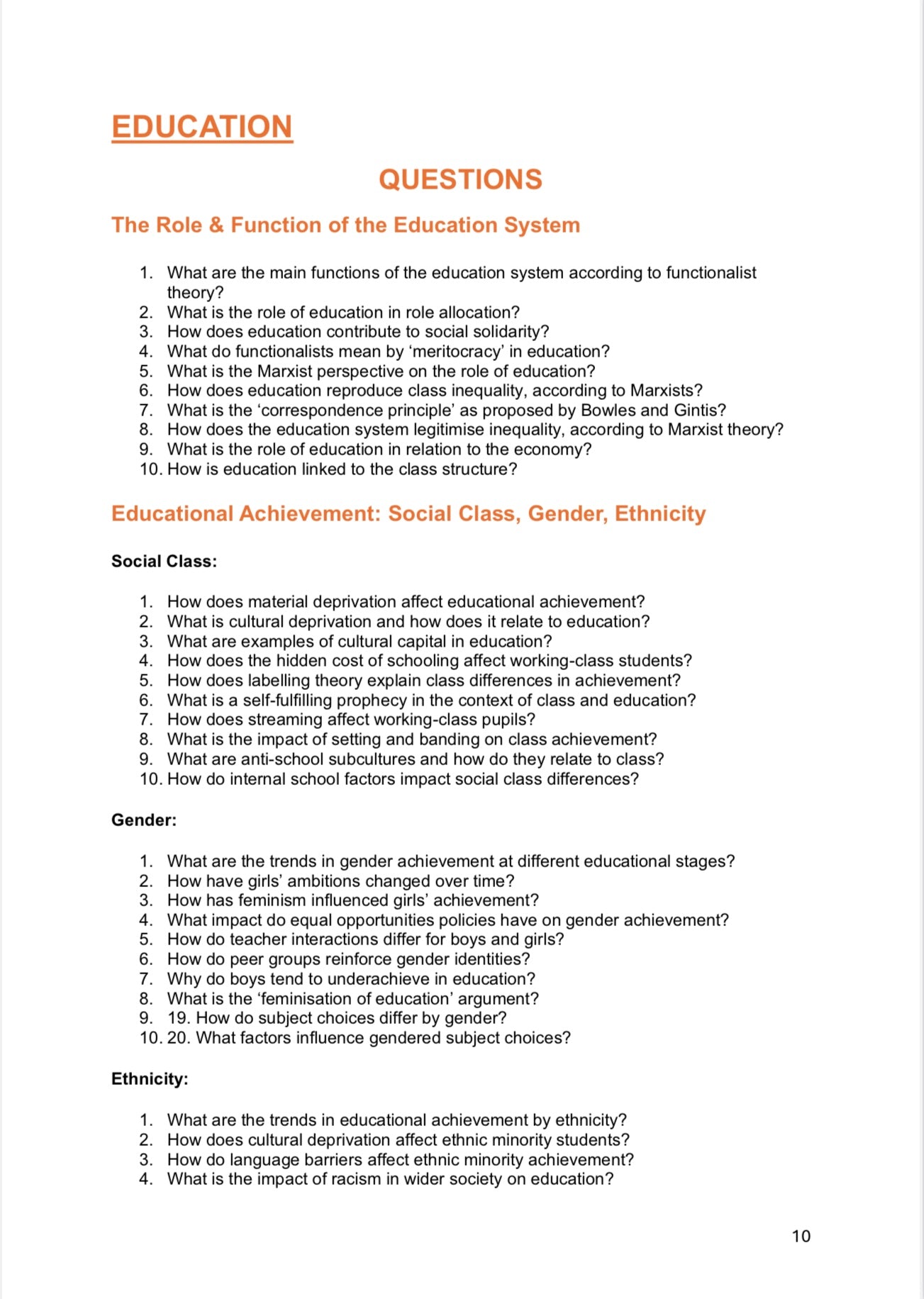 A level Sociology- AQA