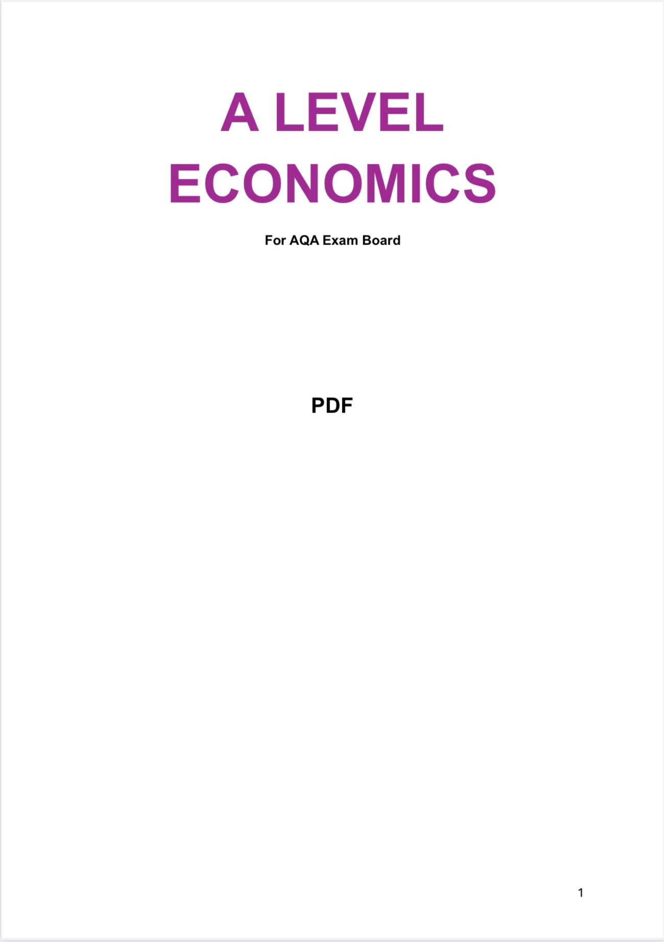 AQA Level Economics