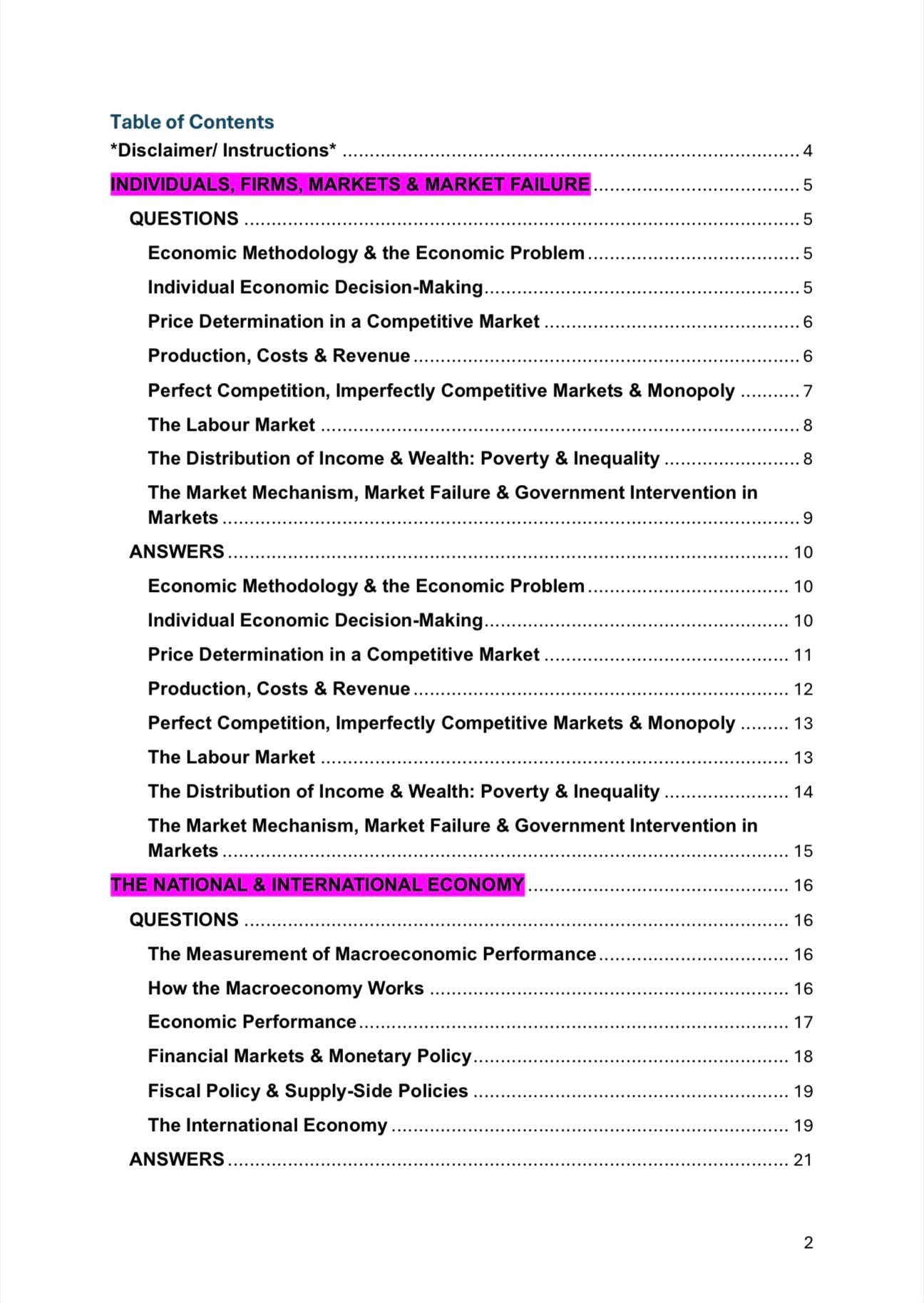 AQA Level Economics