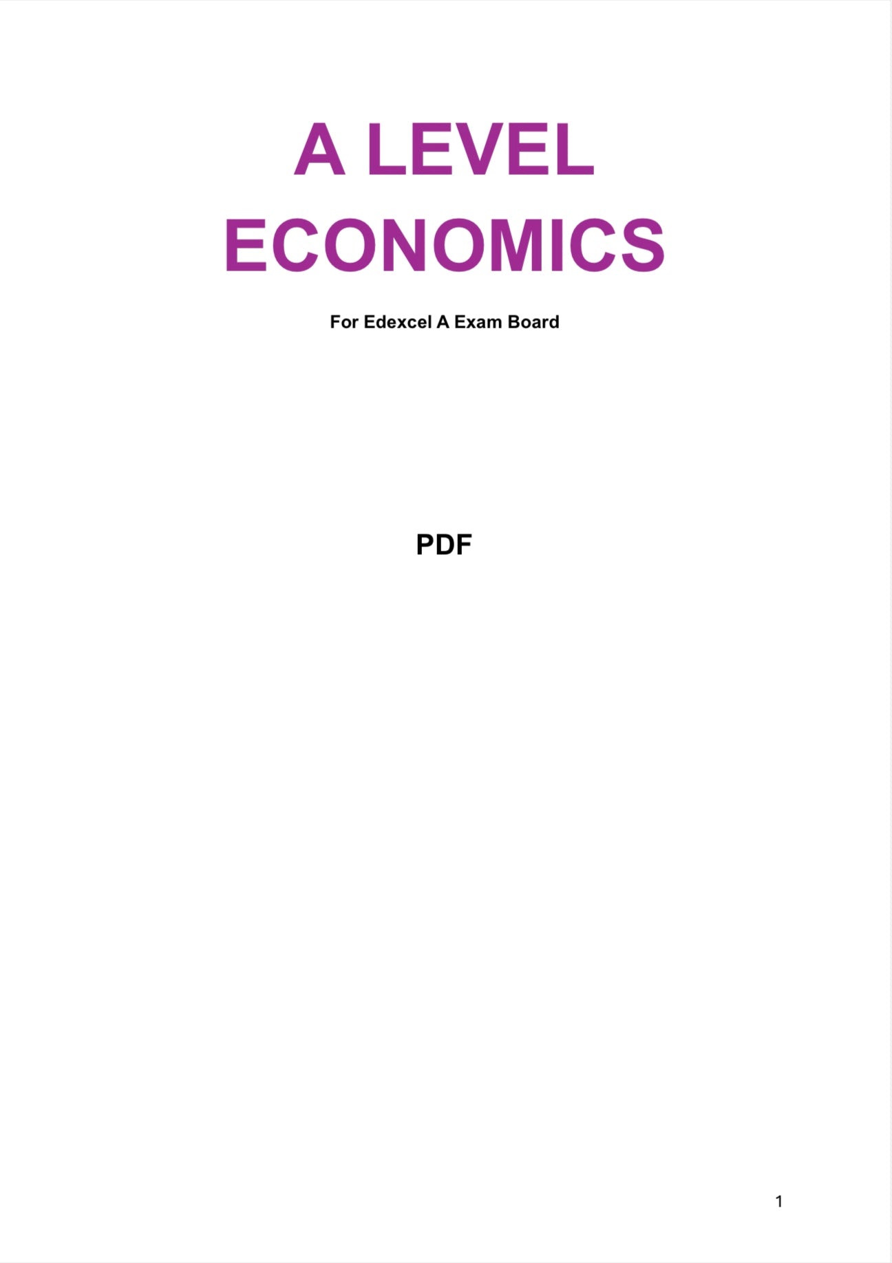 EDEXCEL A Level Economics A