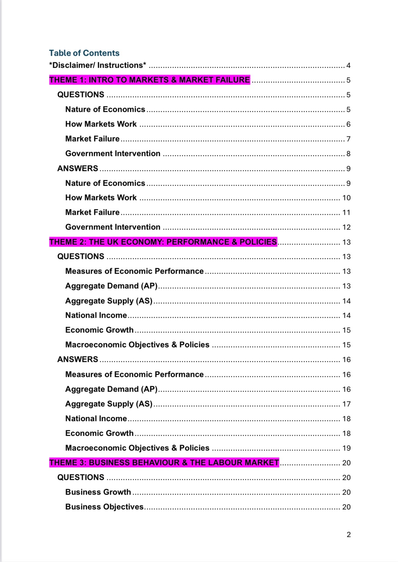 EDEXCEL A Level Economics A