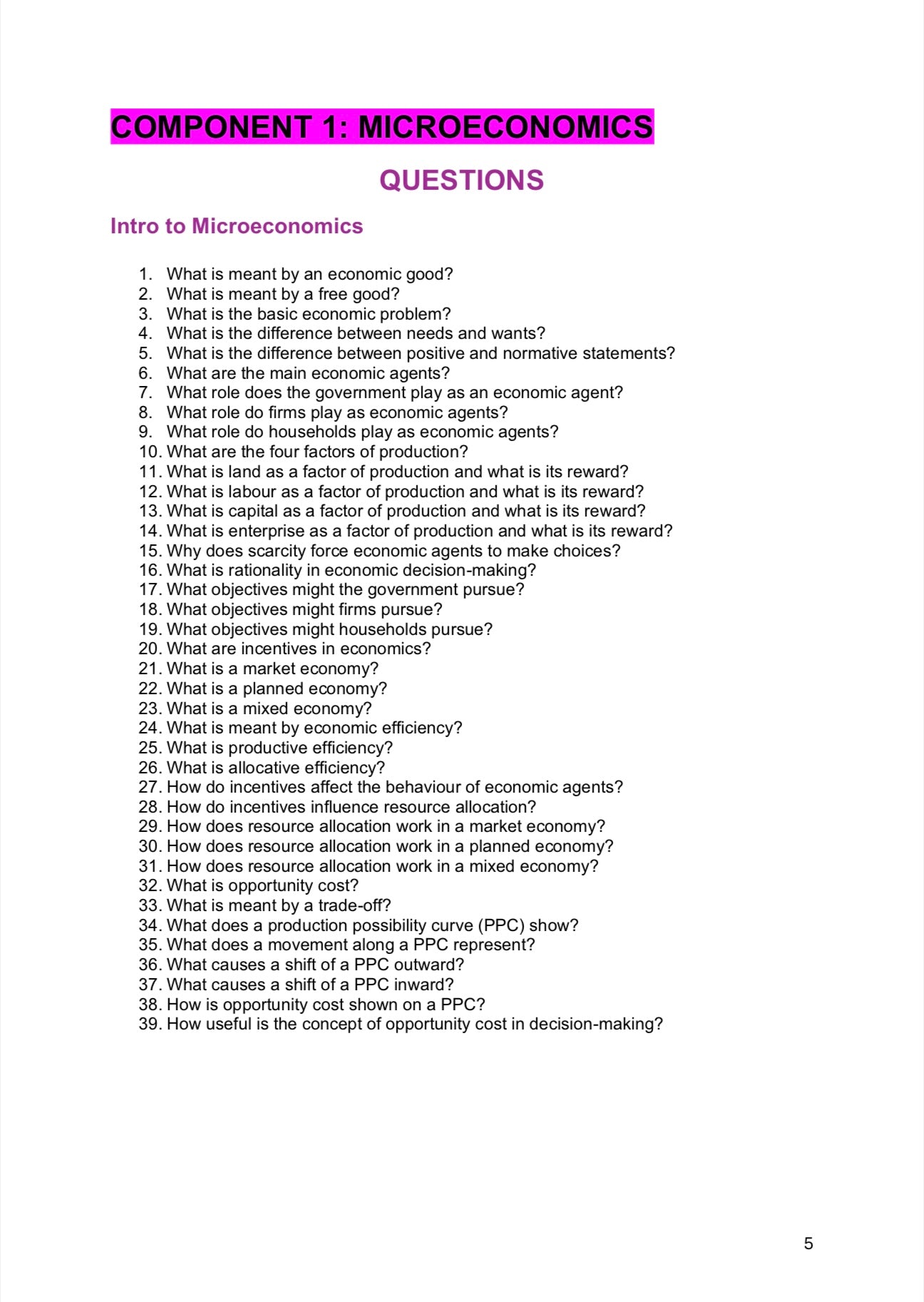 OCR A Level Economics