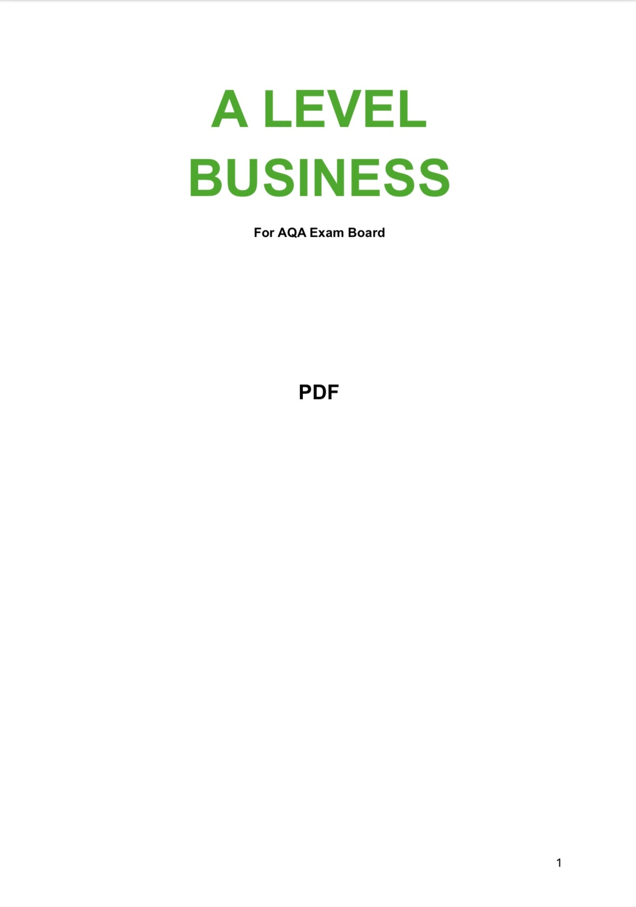 A Level Business- AQA