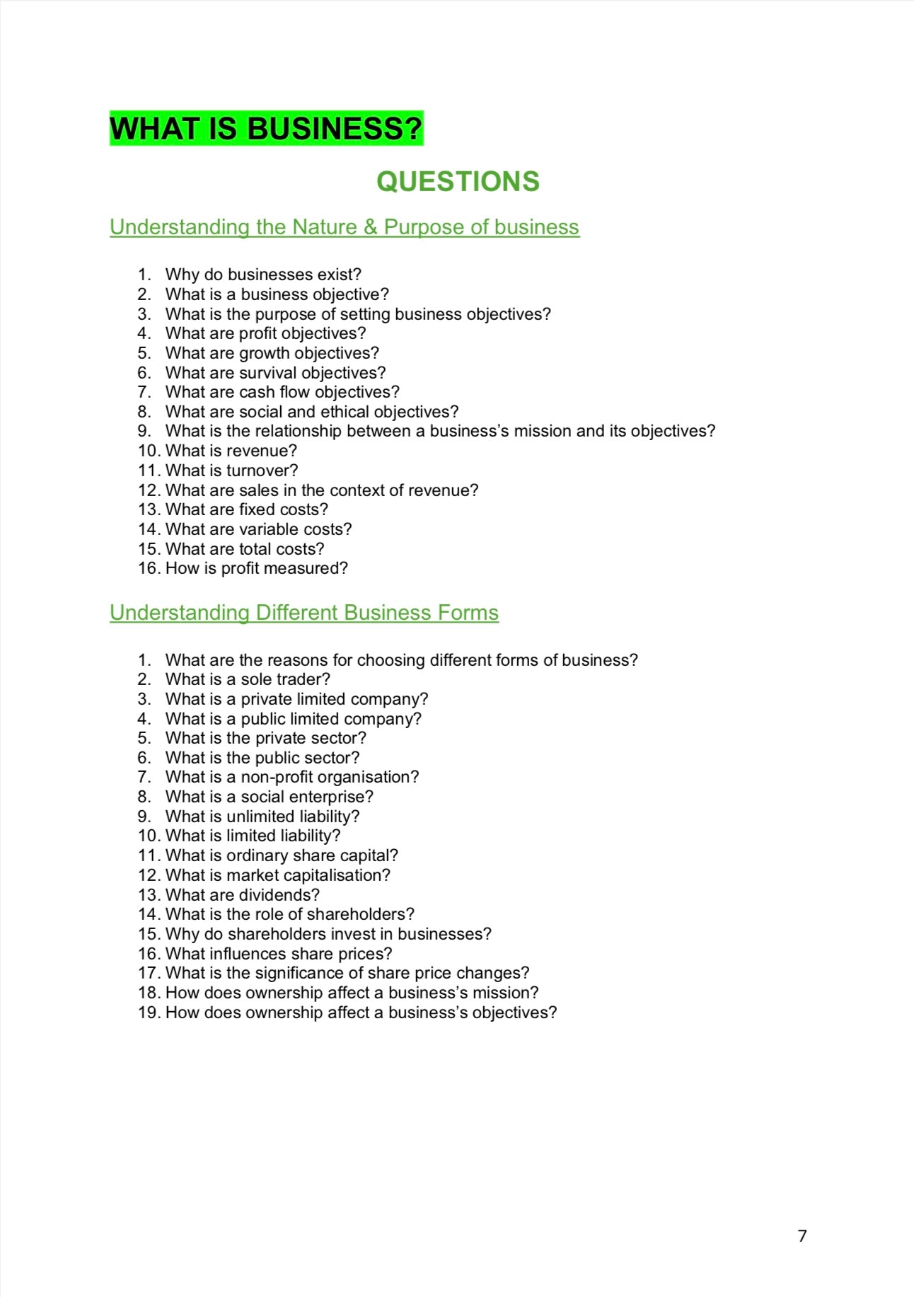 A Level Business- AQA