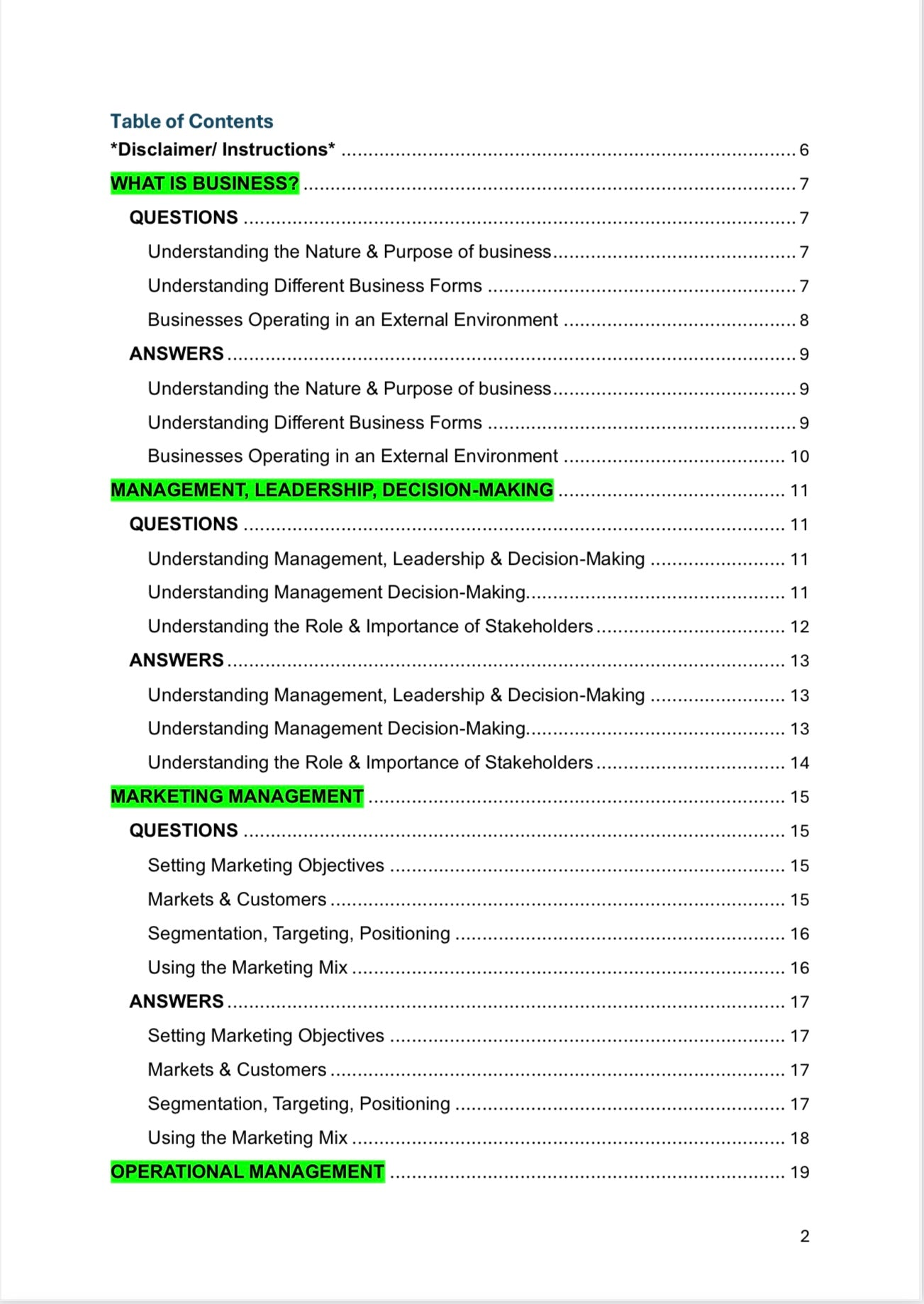 A Level Business- AQA