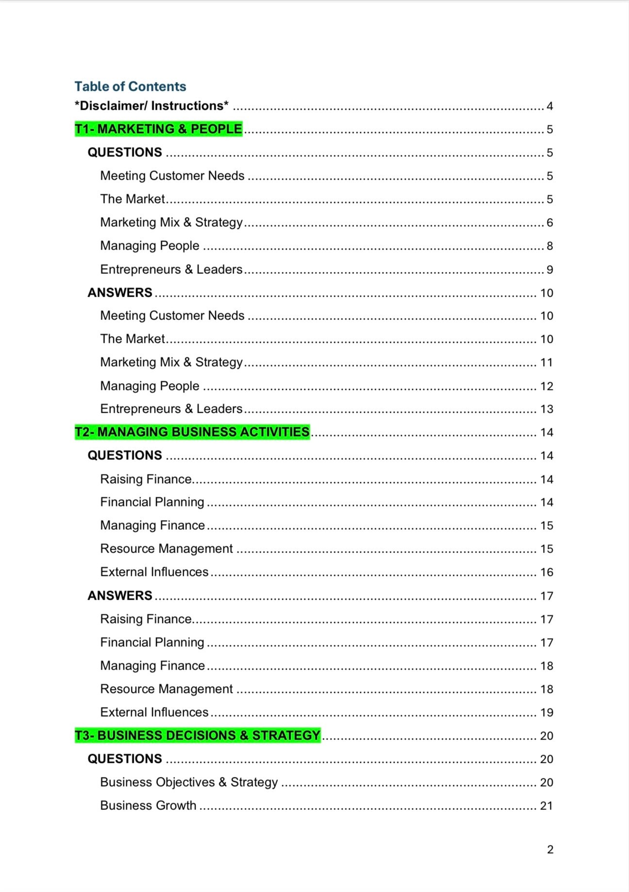 Edexcel A Level Business