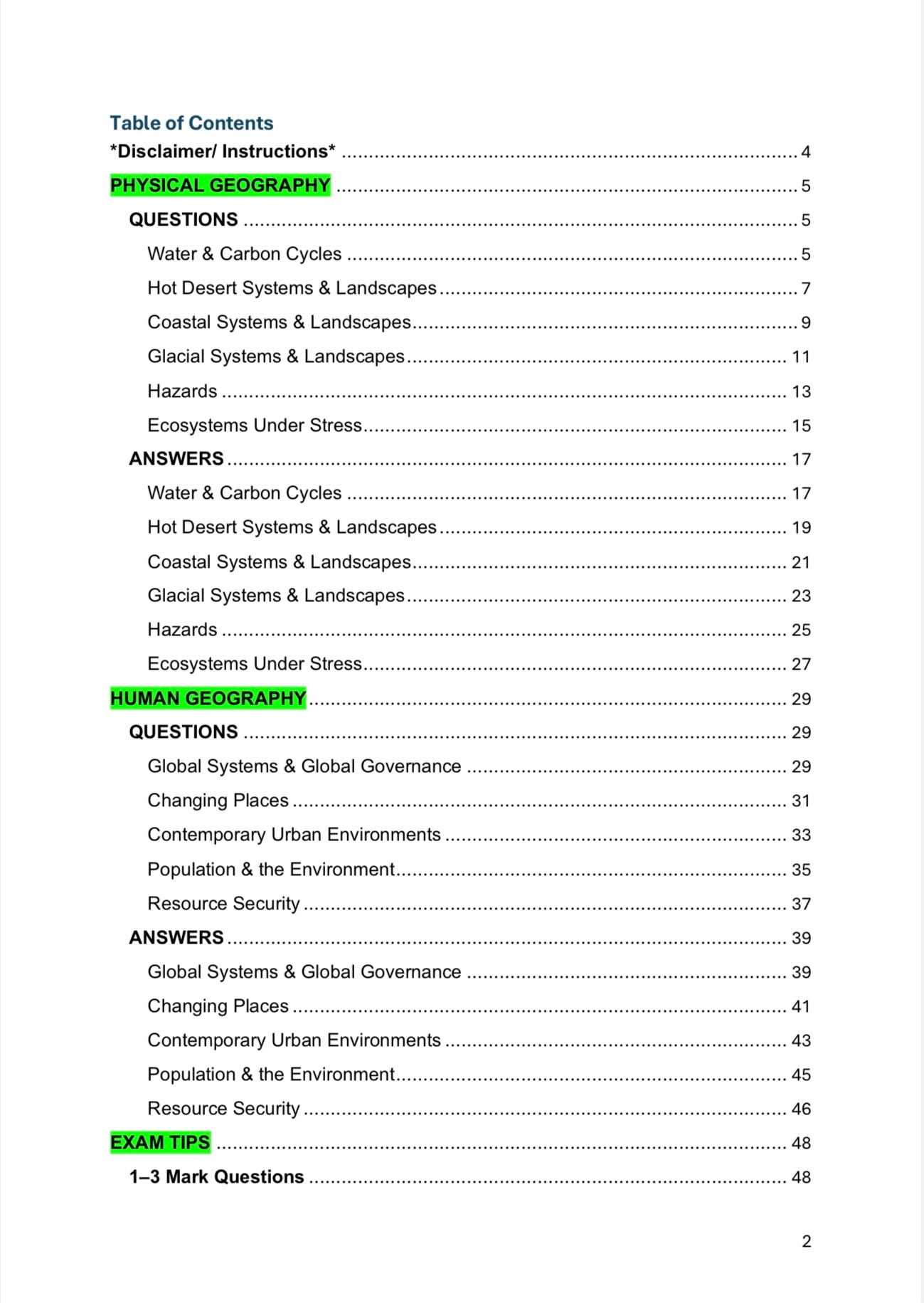 AQA A-level Geography