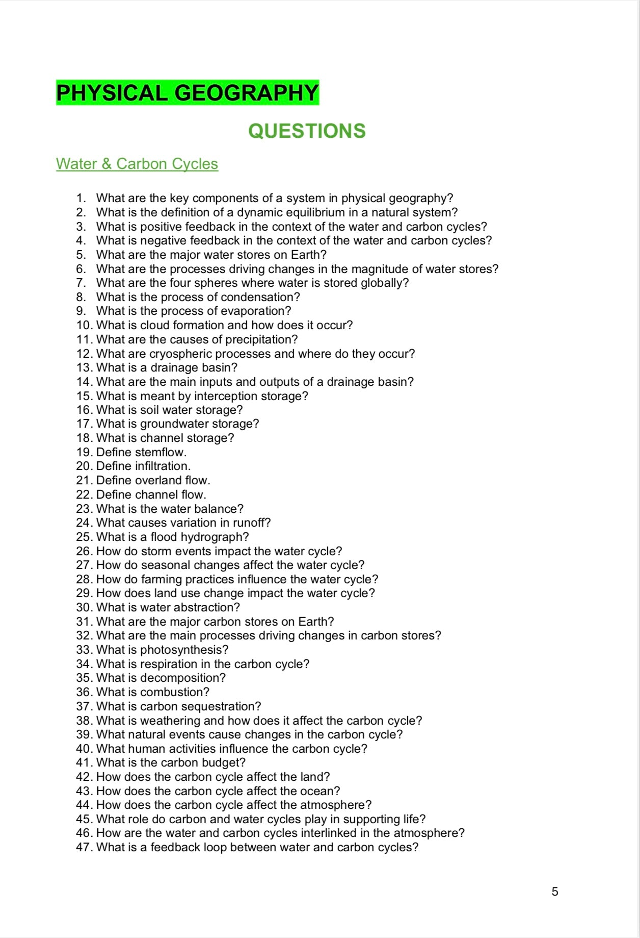 AQA A-level Geography