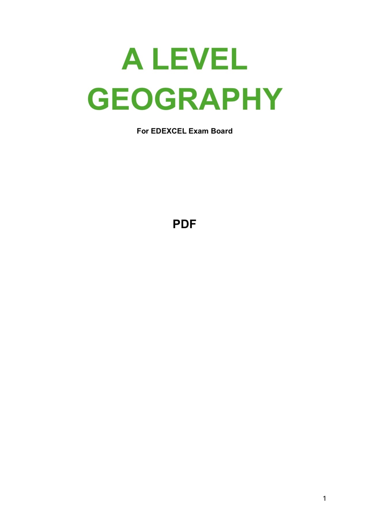 Edexcel A level Geography
