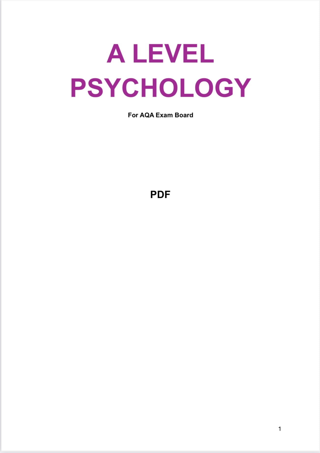 A level Psychology- AQA