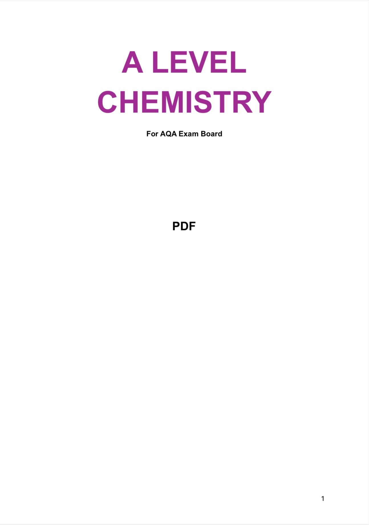 A level Chemistry- AQA