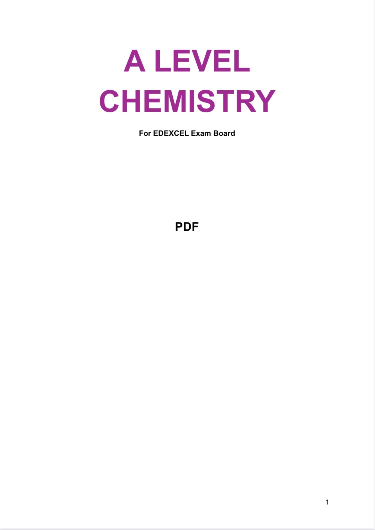A Level Chemistry- Edexcel