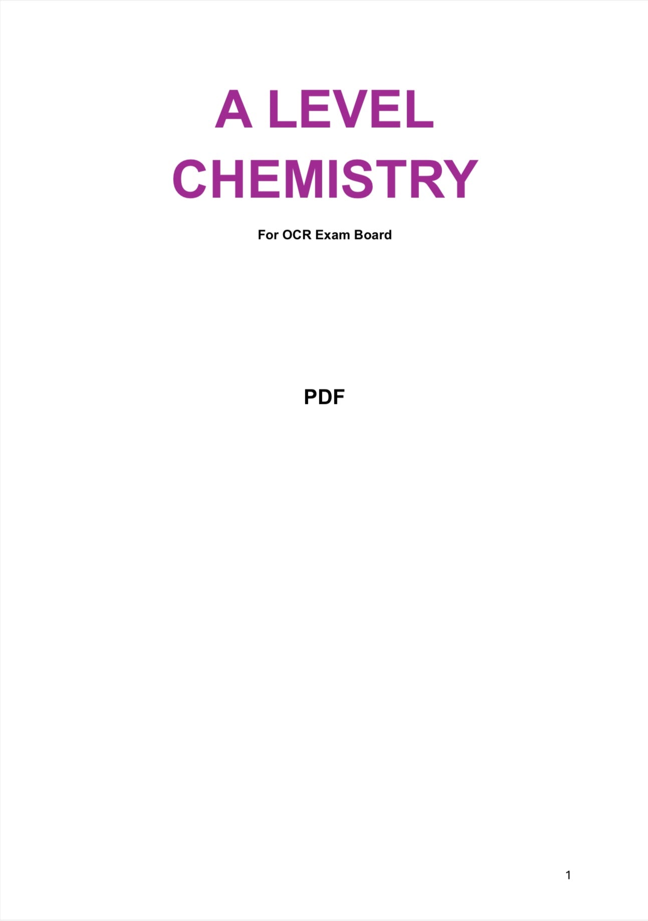 A level Chemistry- OCR- Spec A