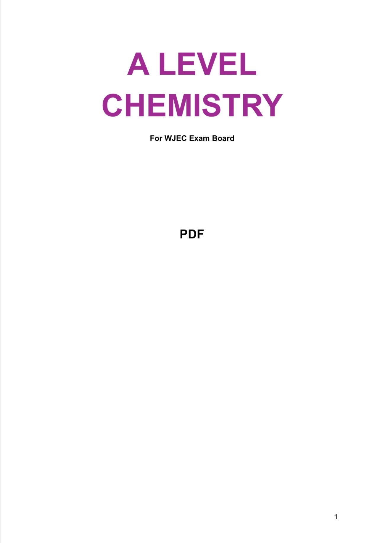 WJEC A level Chemistry