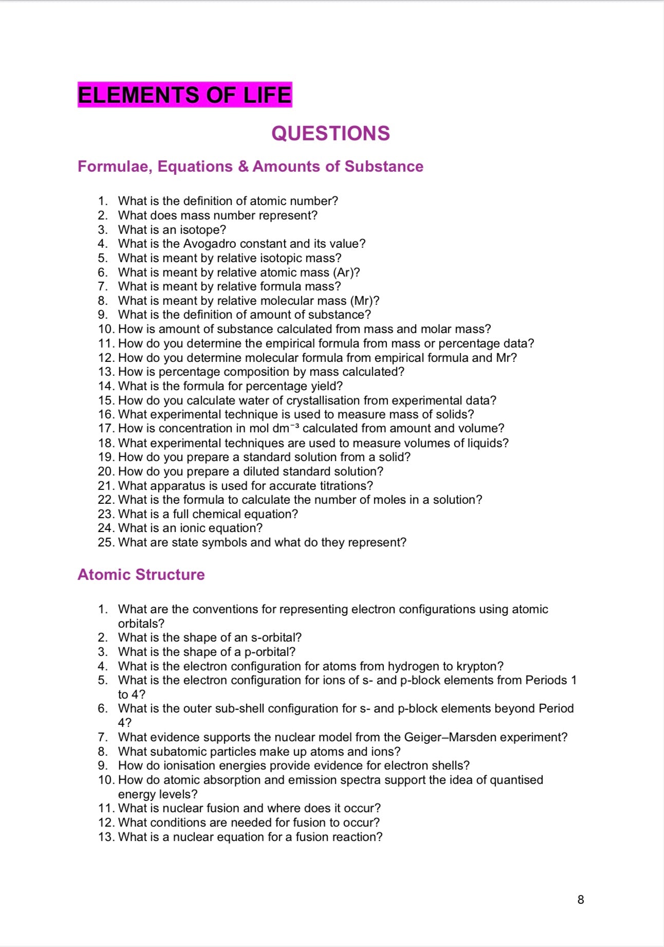OCR B- A Level Chemistry