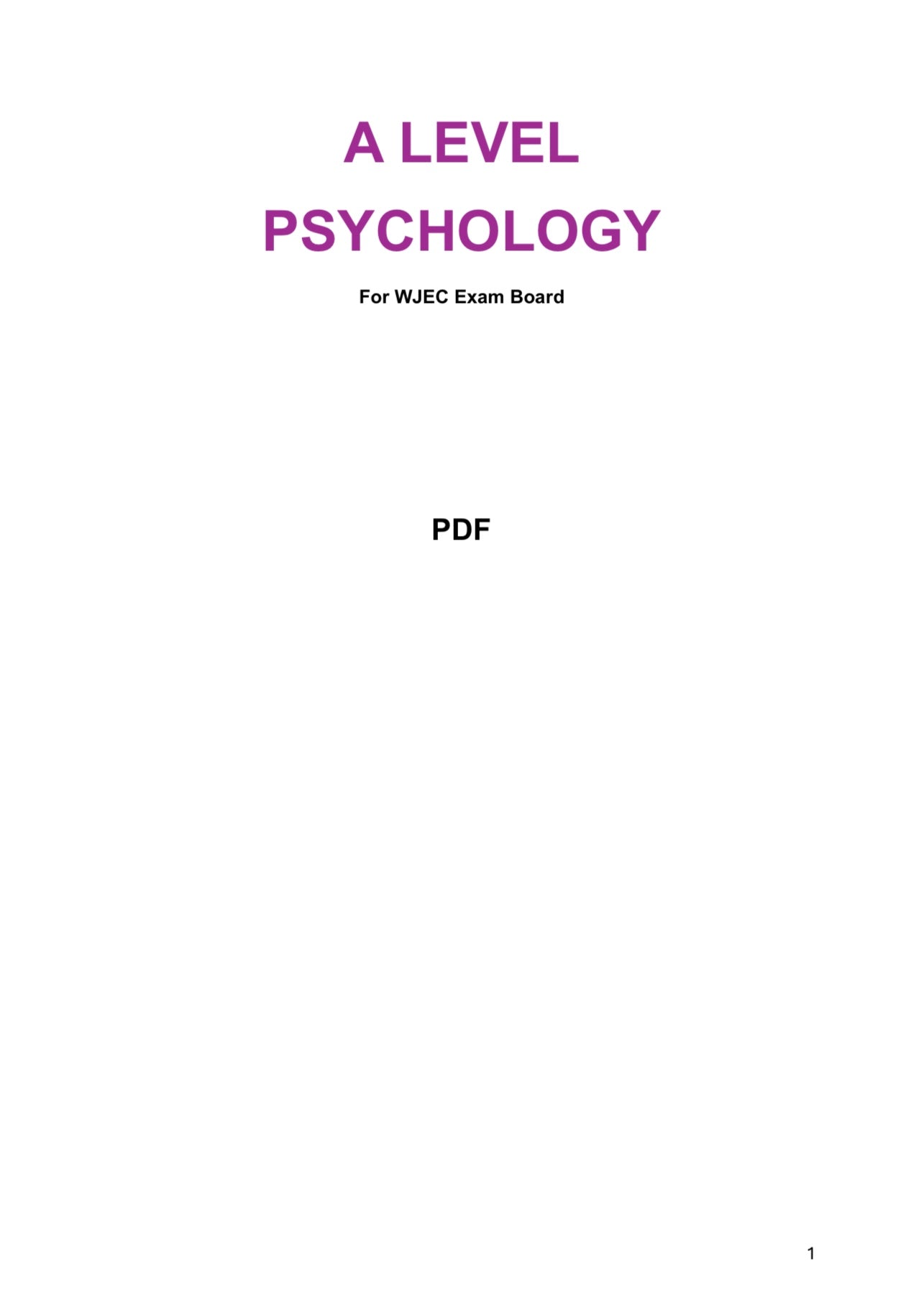 WJEC A Level Psychology