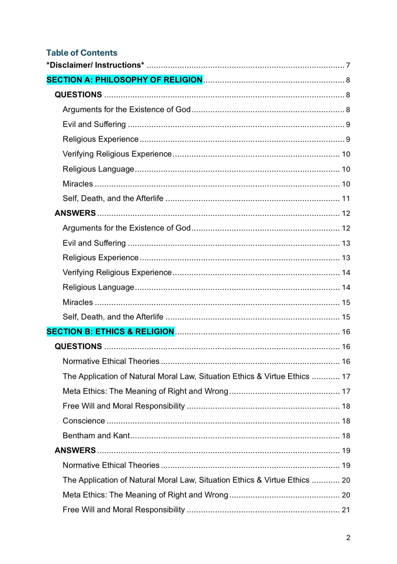 AQA A Level Religious Studies