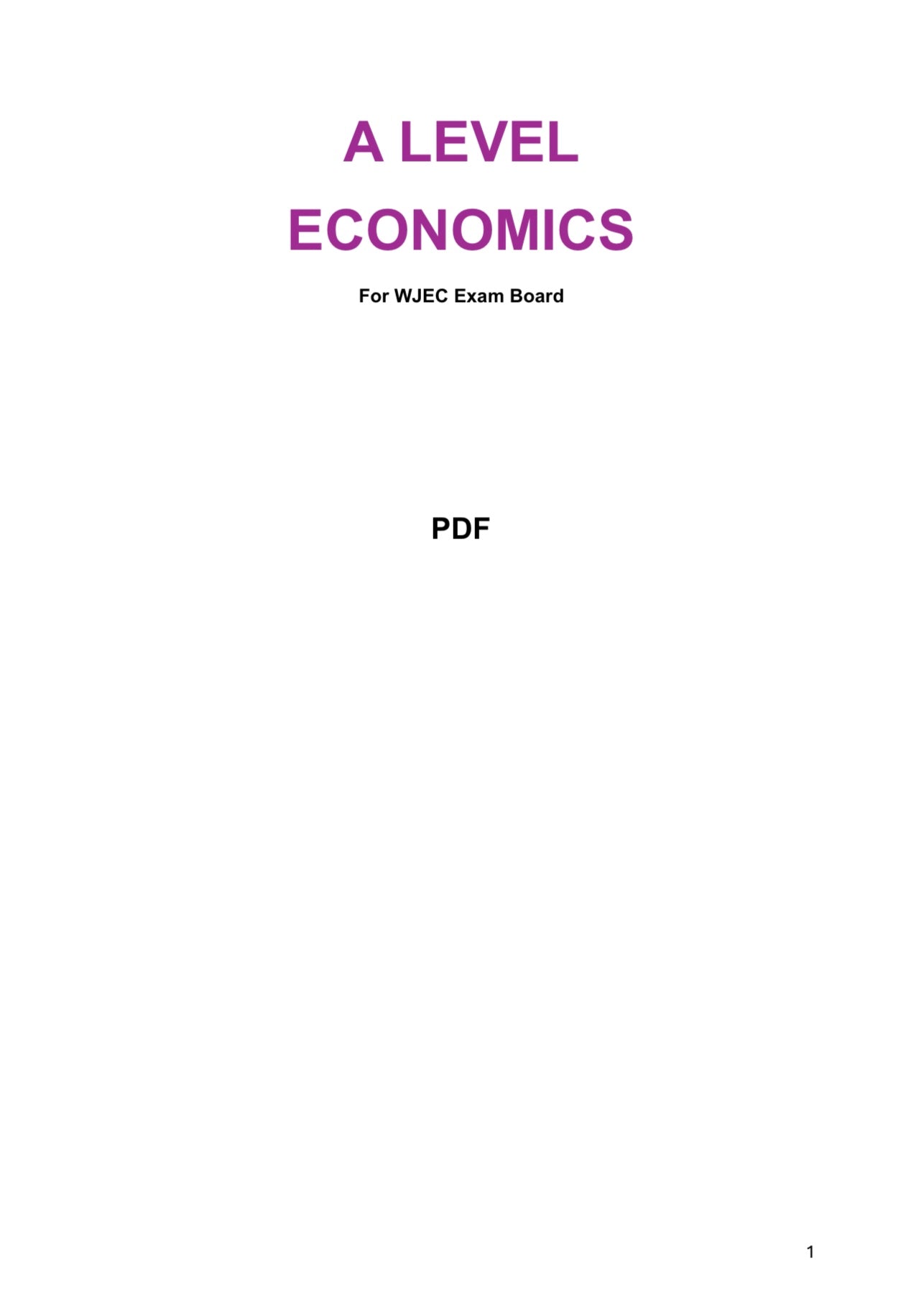 WJEC A Level Economics