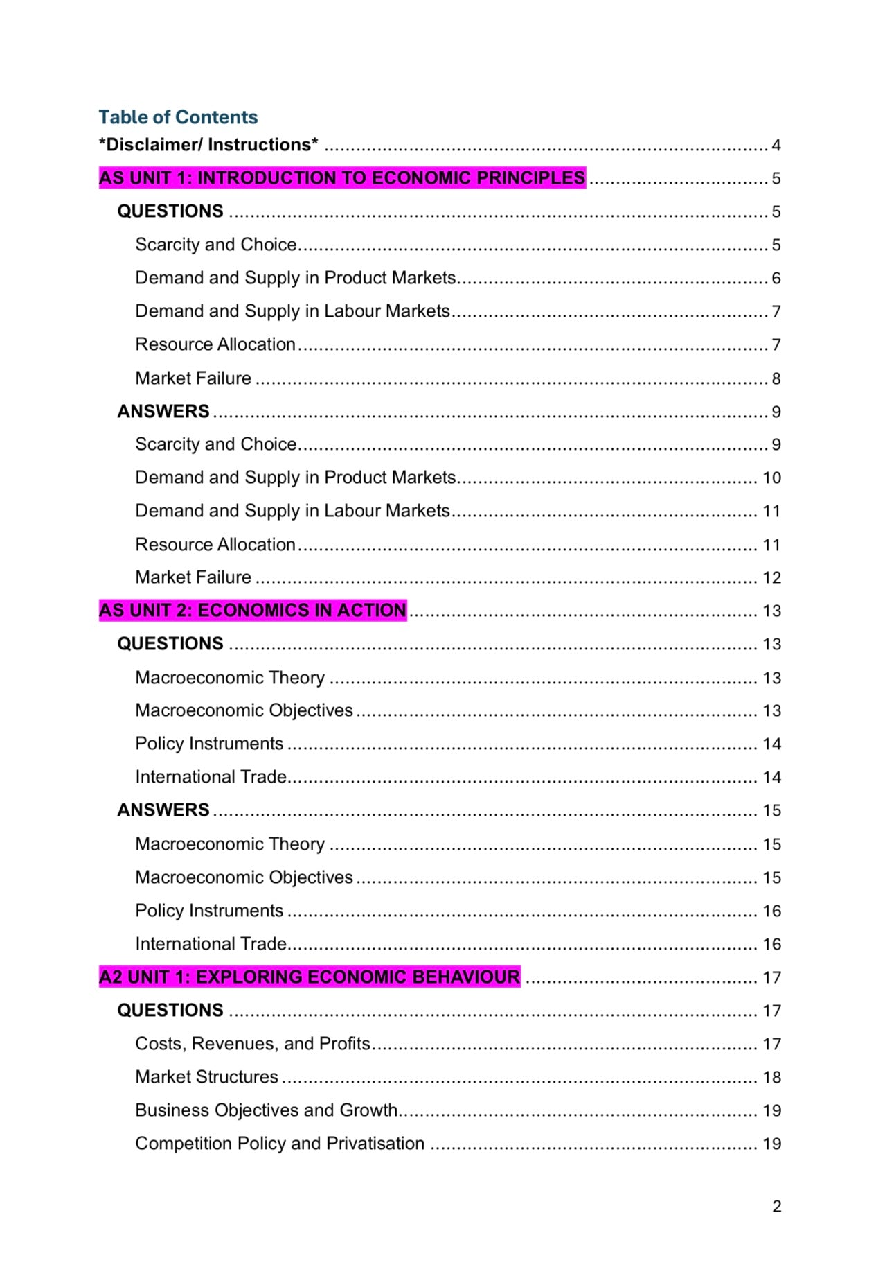 WJEC A Level Economics