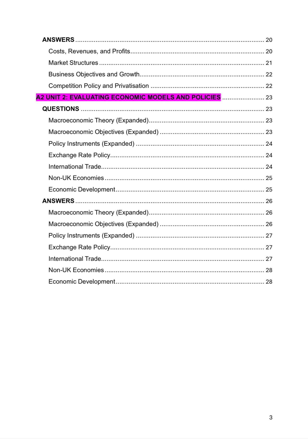 WJEC A Level Economics