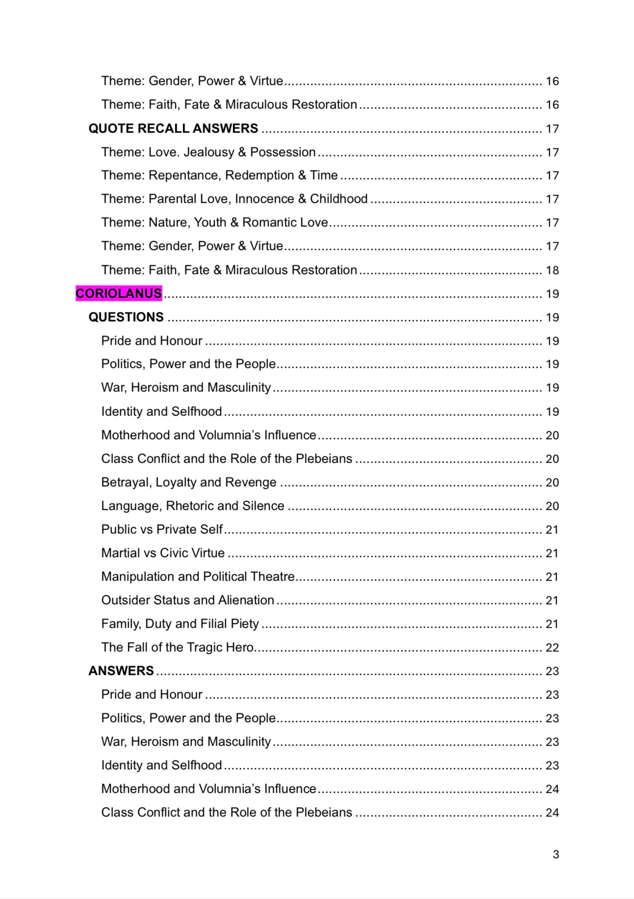 A Level English Literature- SHAKESPEARE OPTIONS