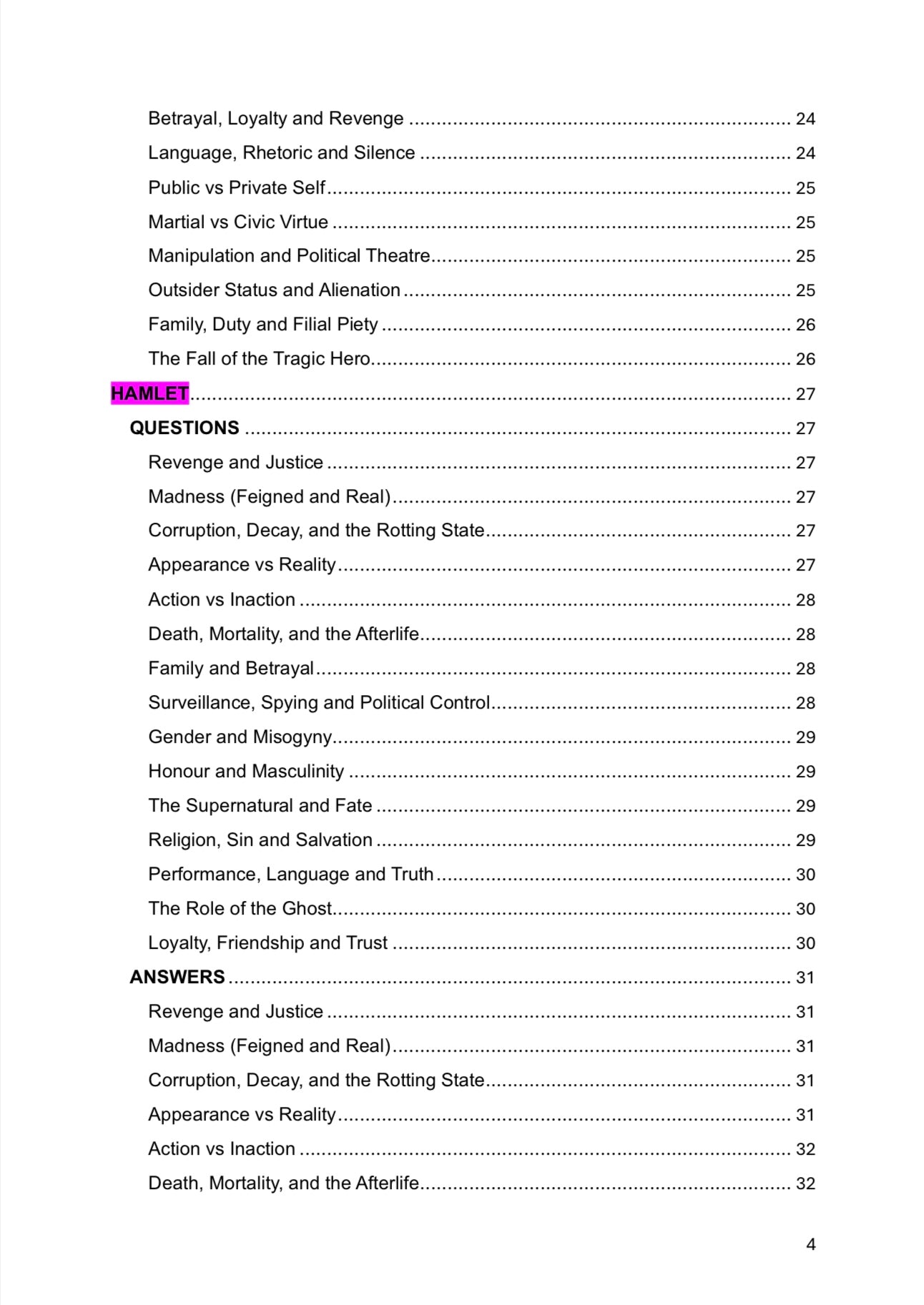 A Level English Literature- SHAKESPEARE OPTIONS