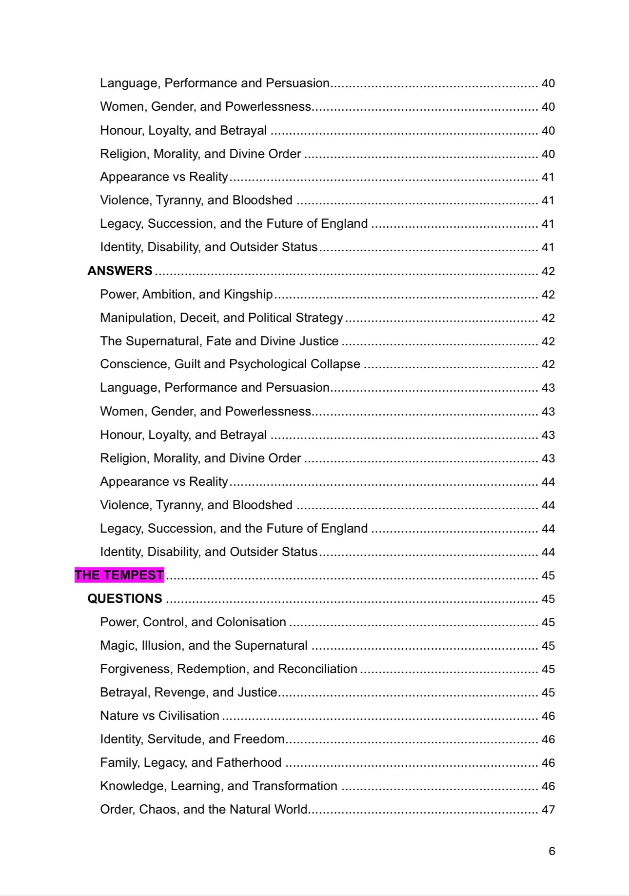A Level English Literature- SHAKESPEARE OPTIONS