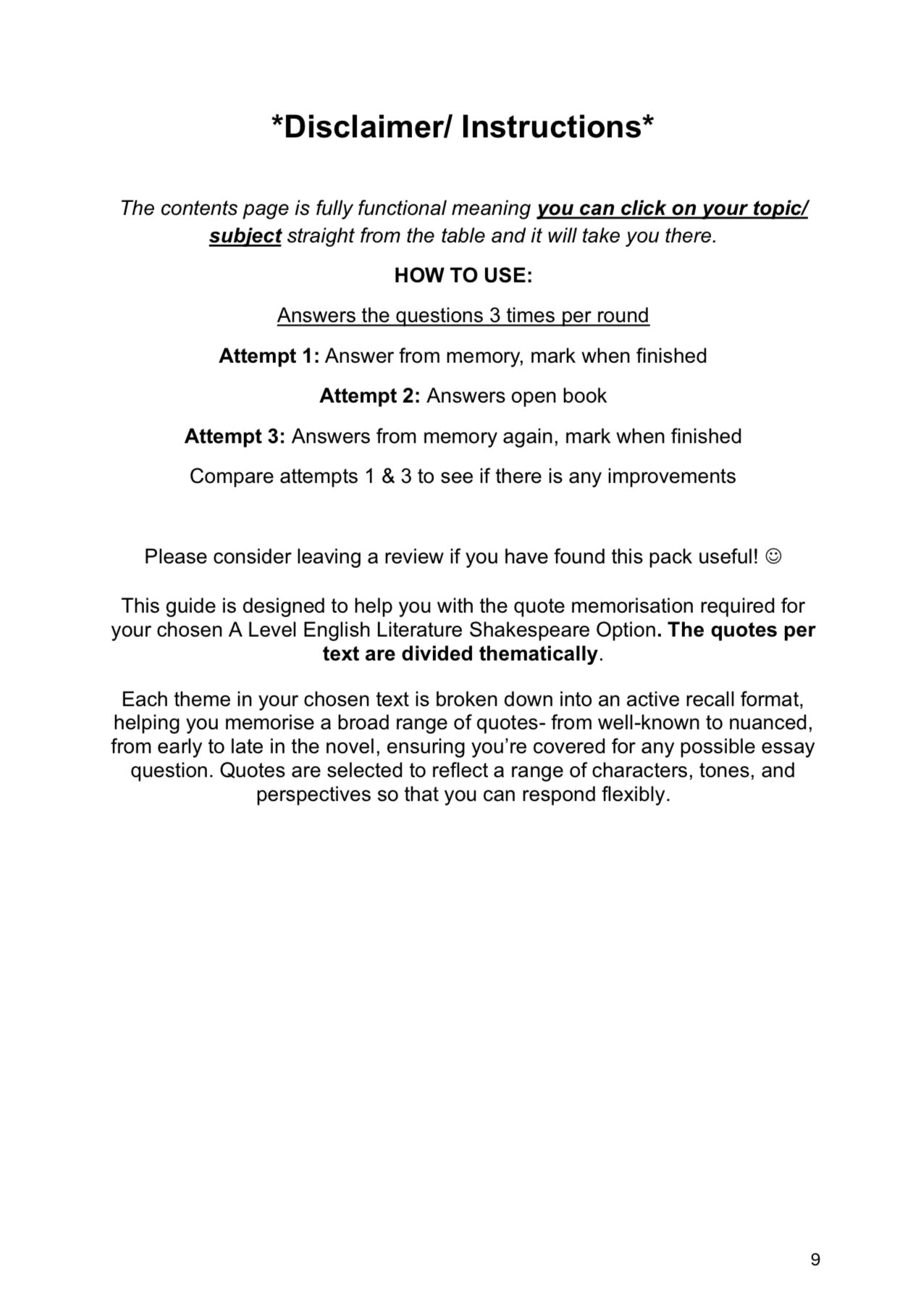 A Level English Literature- SHAKESPEARE OPTIONS