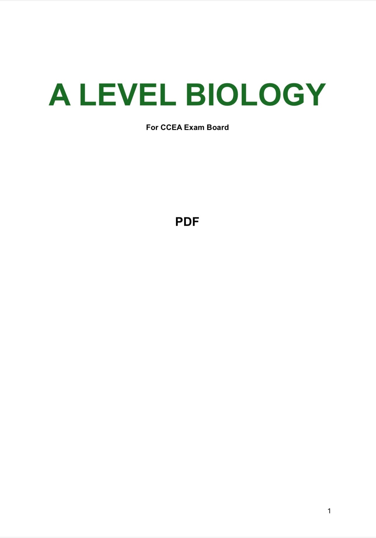 CCEA A Level Biology