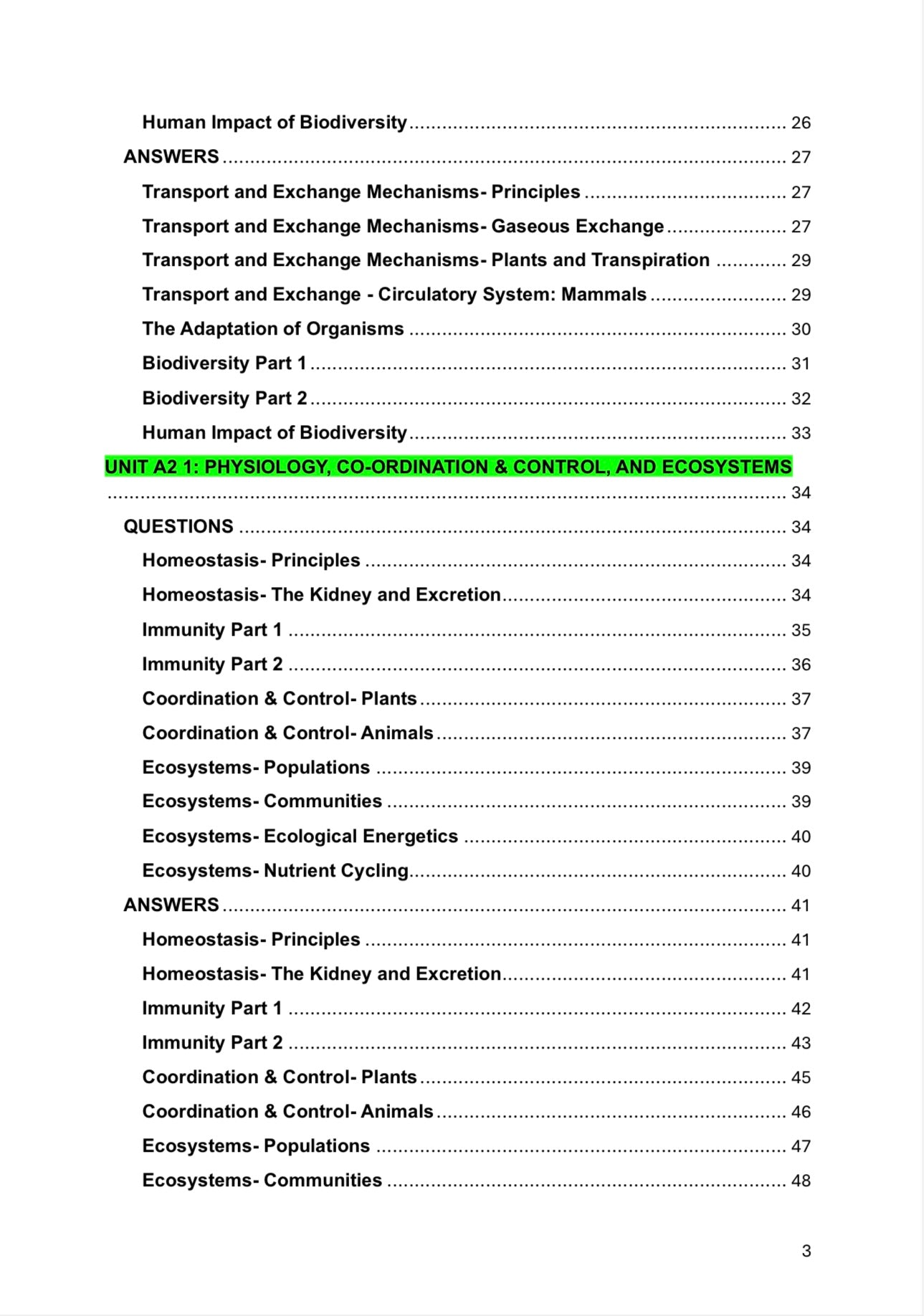 CCEA A Level Biology