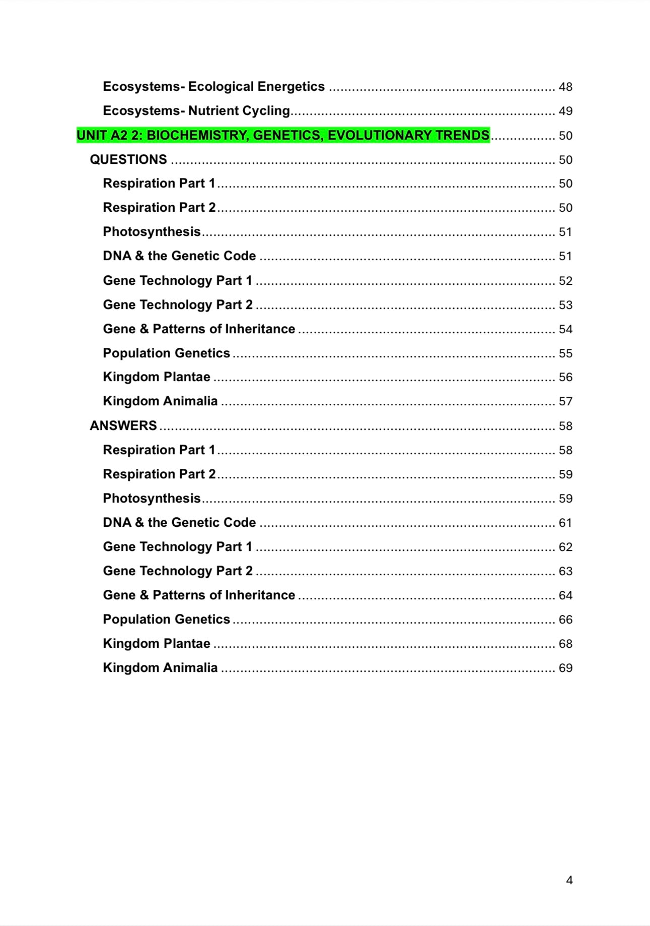 CCEA A Level Biology