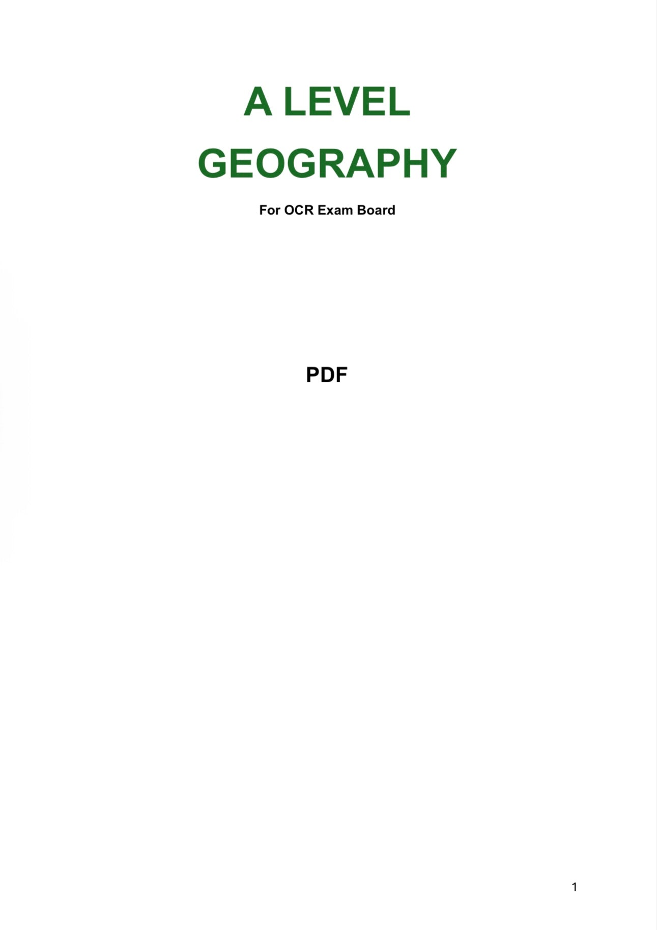 OCR A Level Geography