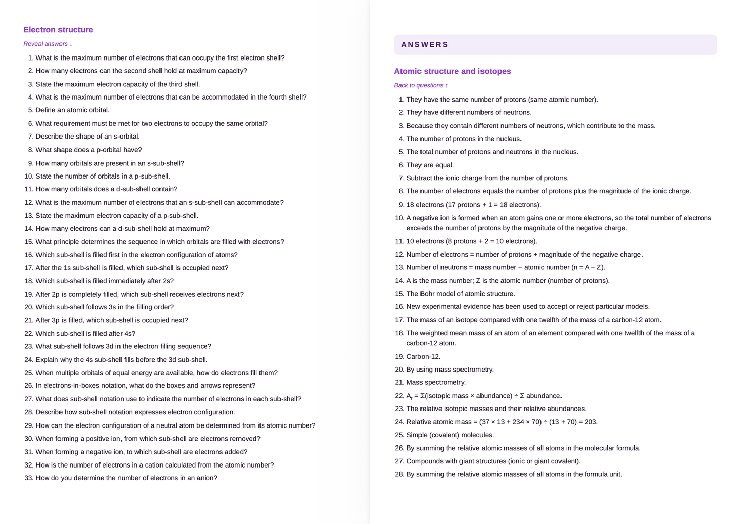 OCR A- A level Chemistry- ACTIVE RECALL