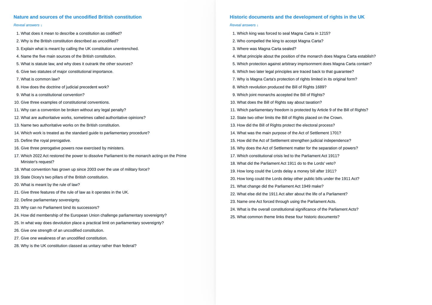 AQA A Level Politics- ACTIVE RECALL