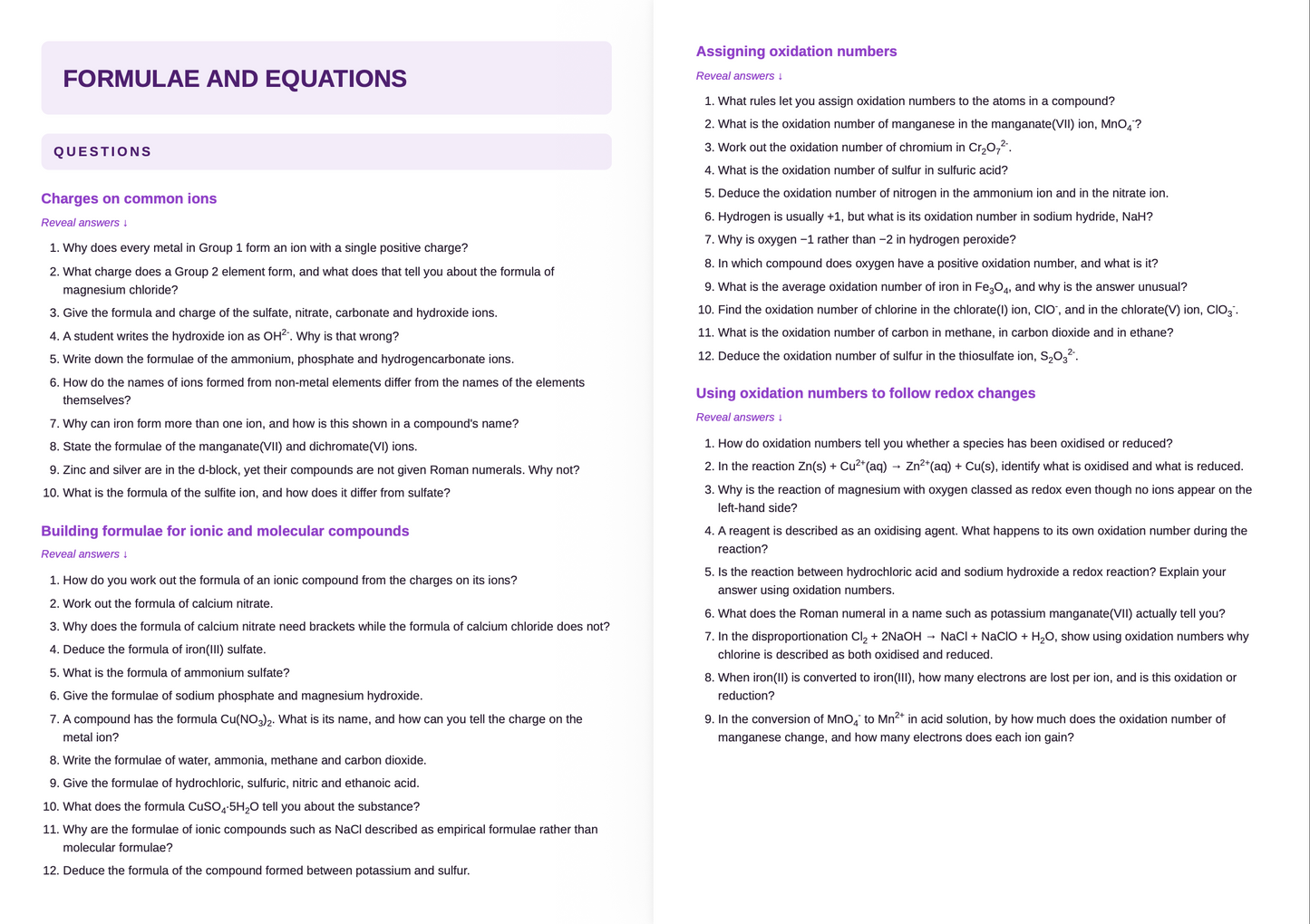 WJEC A level Chemistry- ACTIVE RECALL