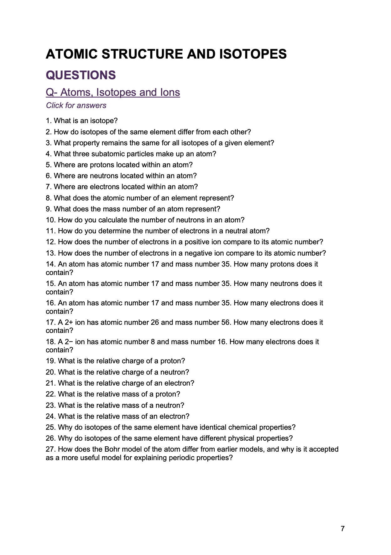 A level Chemistry- OCR- Spec A