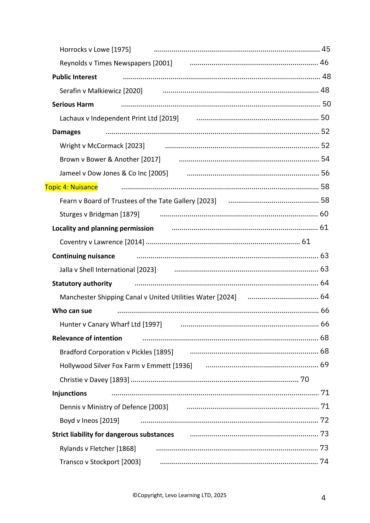 Tort Law Case Summary Book P1
