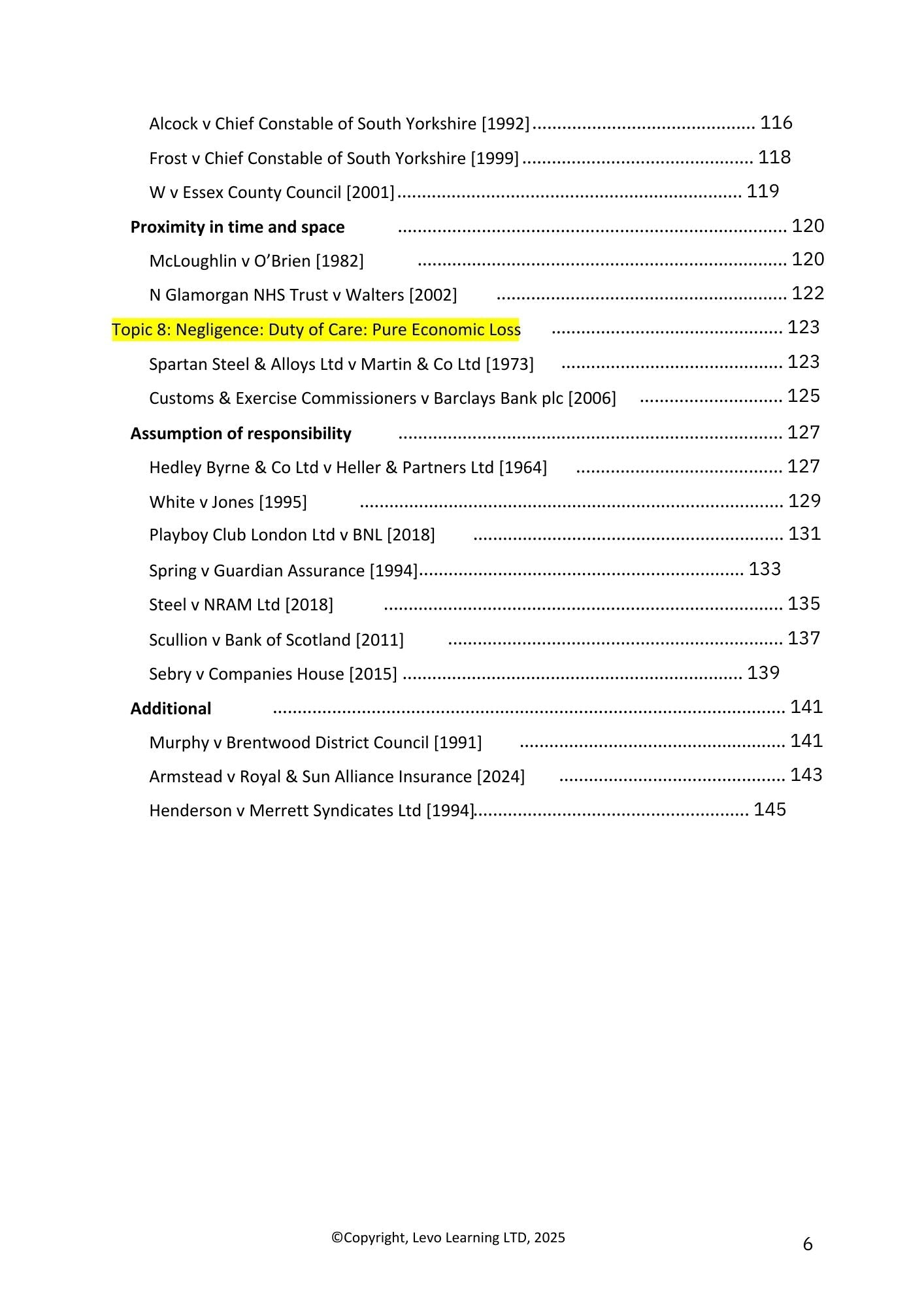 Tort Law Case Summary Book P1