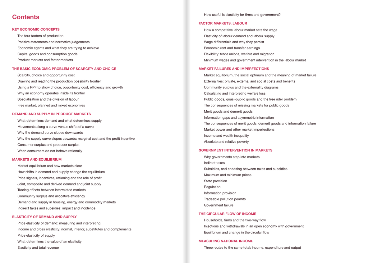 CCEA A-Level Economics Active Recall Guide: Contents 1