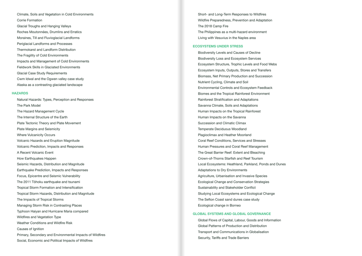 AQA A-Level Geography Active Recall Guide: Contents 2
