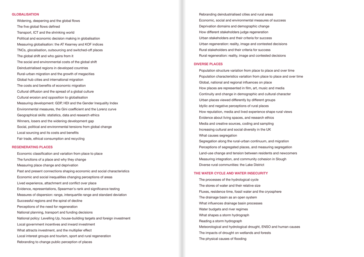 Edexcel A-Level Geography Active Recall Guide: Contents 2