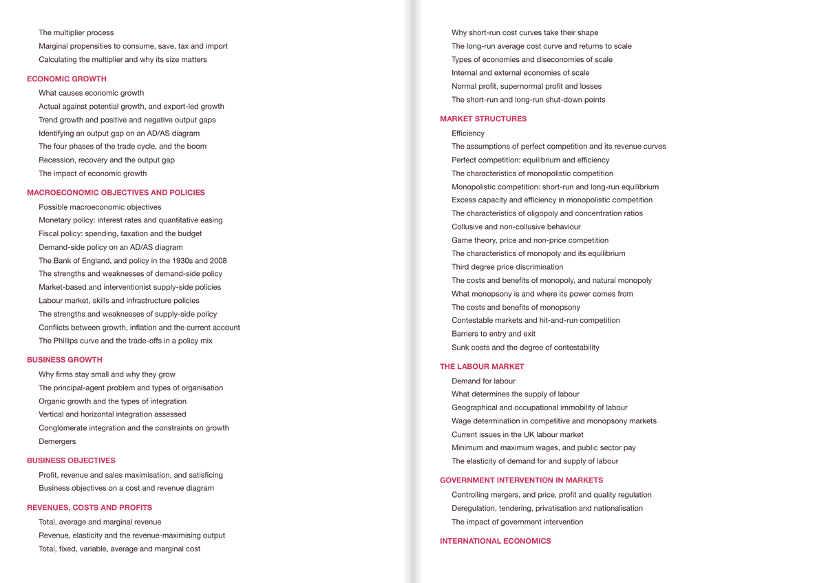 Edexcel A Level Economics A- ACTIVE RECALL