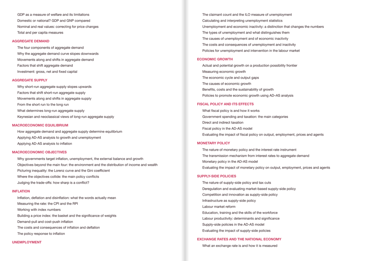 CCEA A-Level Economics Active Recall Guide: Contents 2