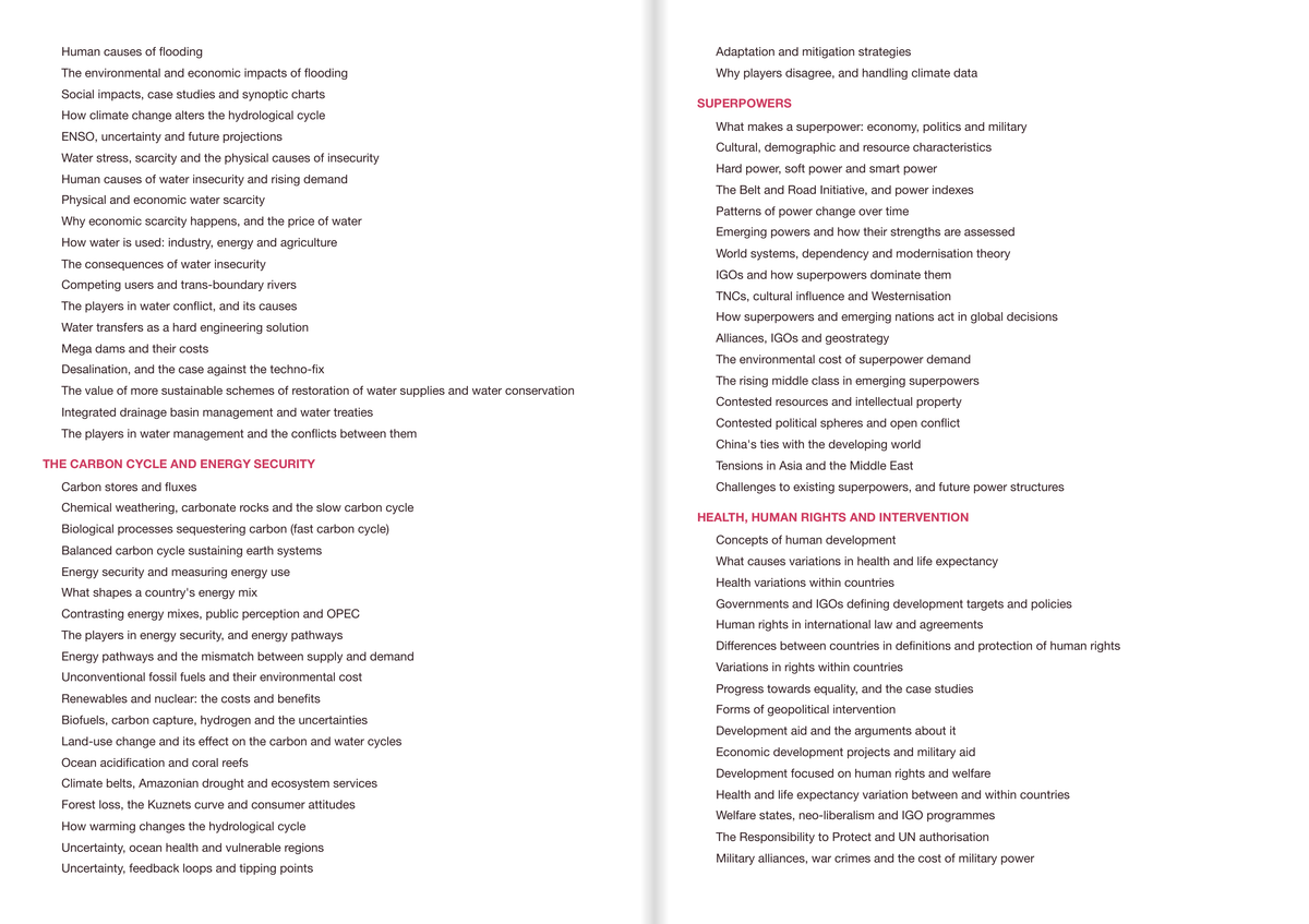 Edexcel A-Level Geography Active Recall Guide: Contents 3