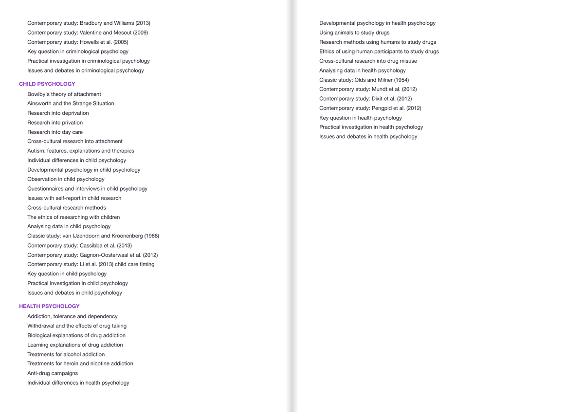 Edexcel A-Level Psychology Active Recall Guide: Contents 3