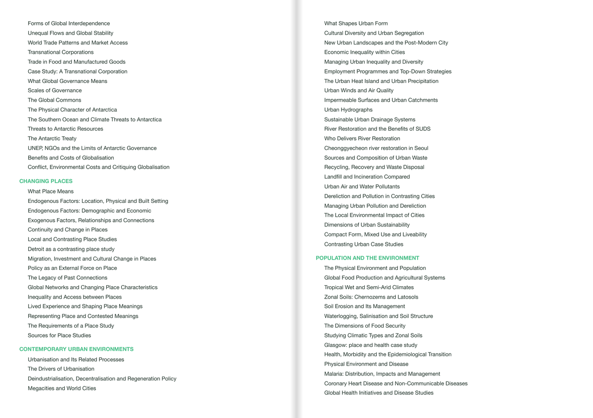 AQA A-Level Geography Active Recall Guide: Contents 3