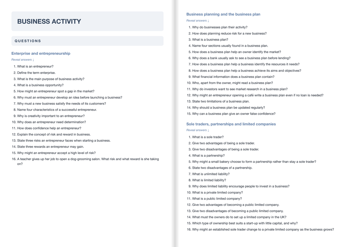 OCR GCSE Business- ACTIVE RECALL